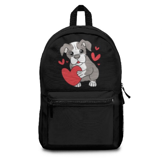 Cute Heart Puppy Boston Terrier Dog Backpacks