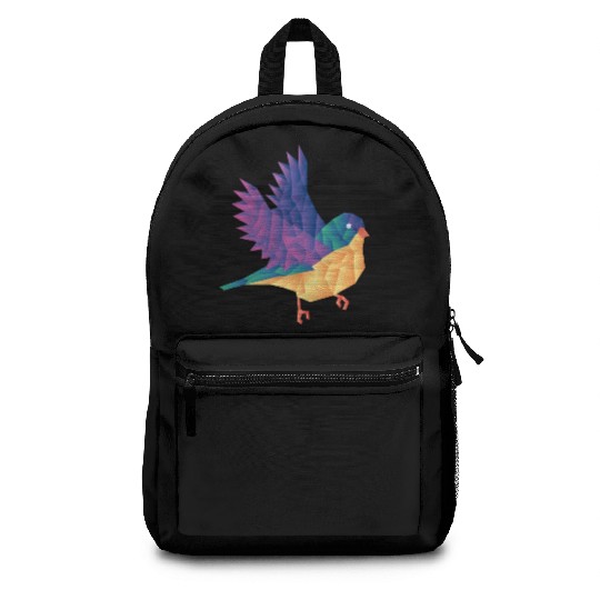 Polygon Shape Multi Colored Bird Pattern Nature Backpacks