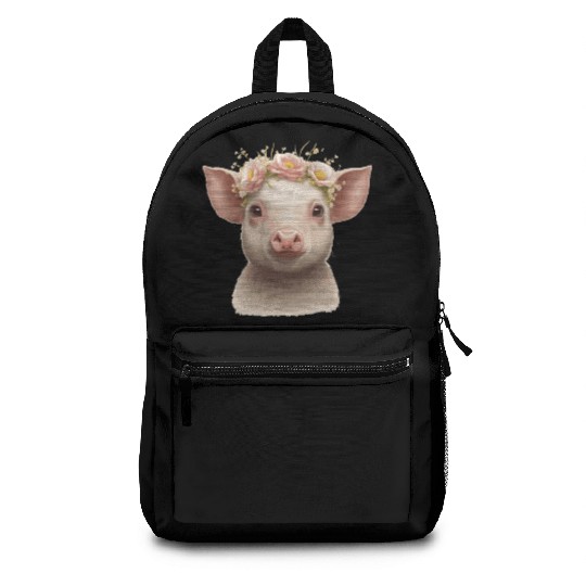 Cute Piglet Flower Crown Baby Pig Floral Farm Anim Backpacks