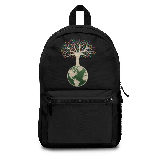 Earth Day Tree With Colorful Leaves Nature Backpacks