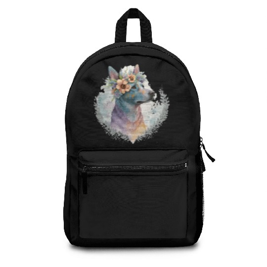 Cute Australian Cattle Dog Flower Crown Pet Dog Br Backpacks