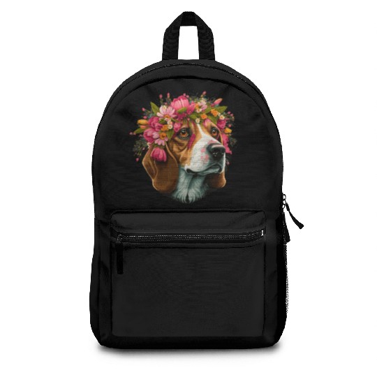 Cute Beagle Flower Crown Pet Dog Breed Puppy Backpacks