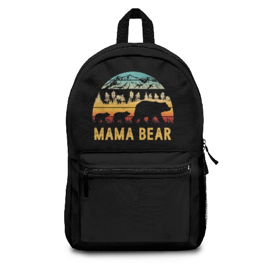 Mama Bear with 2 Cubs Retro Mountains Mother's day Backpacks