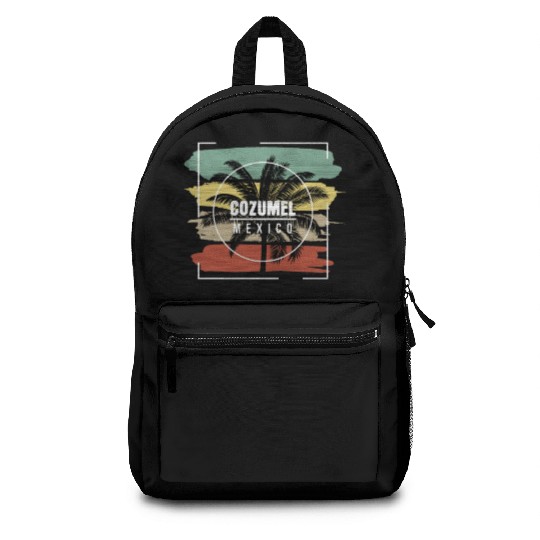 Cozumel Mexico Artistic Palm Tree Retro Backpacks