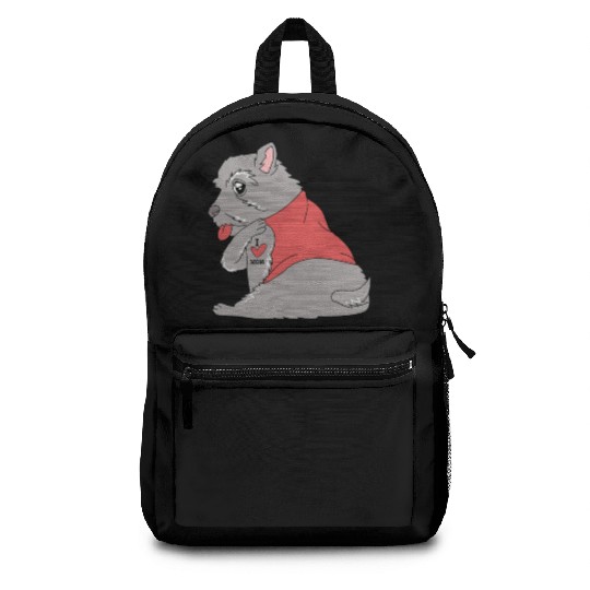I Love Mom Dog With Tattoo Scottish Terrier Mom Backpacks