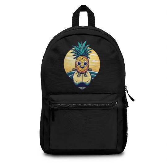 Kawaii pineapple on at sunset Backpacks