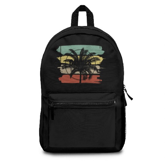 Cannes France Palm Tree Retro Artistic Backpacks