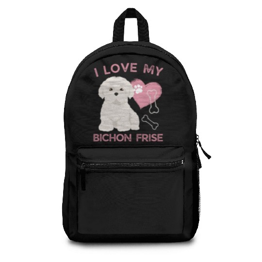 Cute puppy Bichon Frise Valentines Dog lover dogs Backpacks