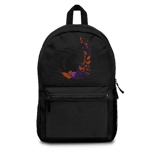 Black cat with plants Backpacks
