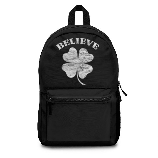 Distressed Shamrock Retro Irish Four Leaf Clove Backpacks