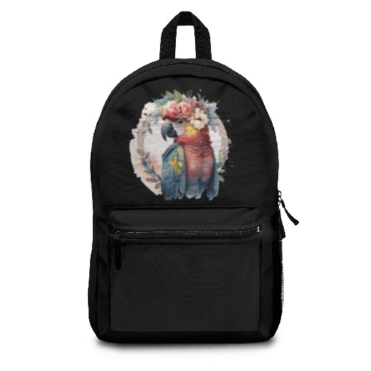 Watercolor Parrot Macaw Bird Flower Crown Pet Bird Backpacks