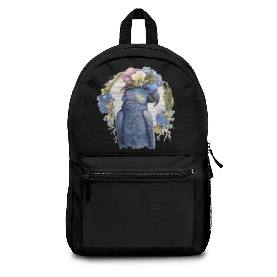 Cute Hyacinth Macaw Parrot Bird Flower Crown Pet B Backpacks