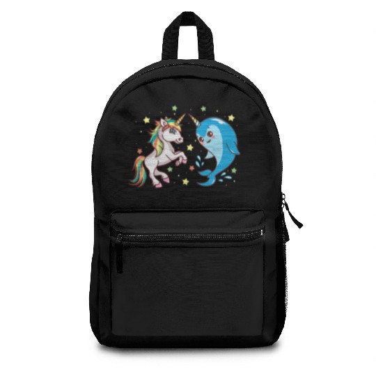 Cute Funny Horned Narwhal And Unicorn Friends Backpacks