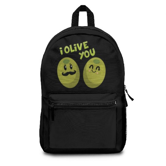 Green olives valentine olive you Backpacks