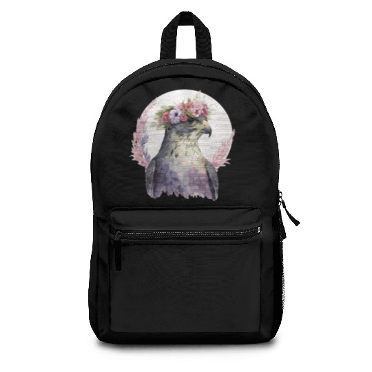 Falcon Birds Of Prey Flower Crown Floral Bird Watc Backpacks