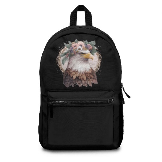 Watercolor Bald Eagle Flower Crown Floral Bird Wat Backpacks