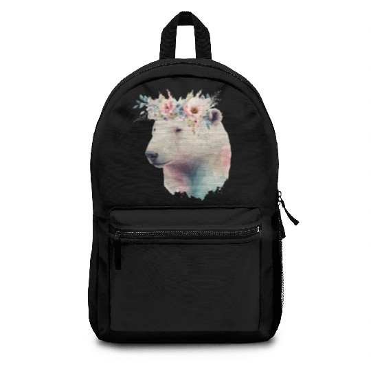 Cute Polar Bear Flower Crown Animal Lovers Backpacks