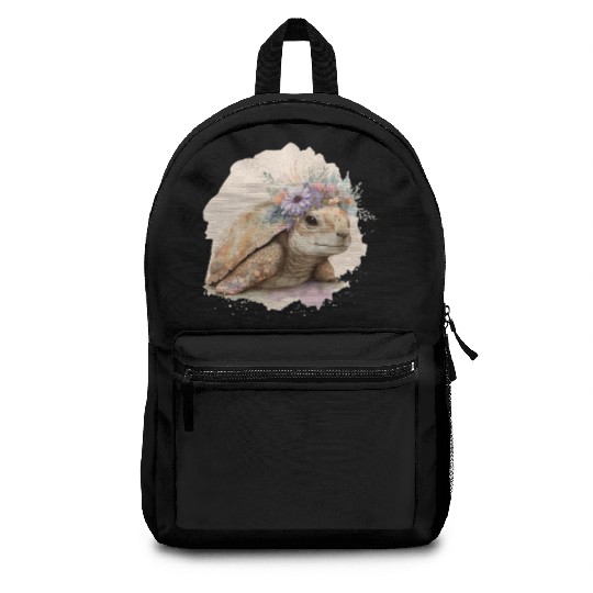 Cute Watercolor Tortoise Turtle Flower Crown Anima Backpacks