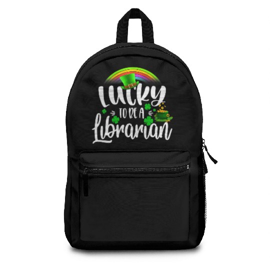 Irish Lucky To Be A Librarian St Patricks Day Backpacks
