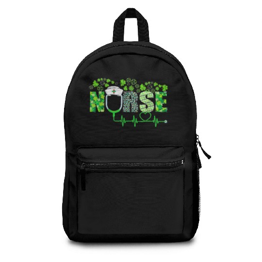 Irish Nurse Shamrock Stethoscope St Patricks Day Backpacks