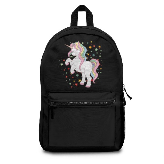Cute Rearing Rainbow Unicorn Falling Stars Backpacks