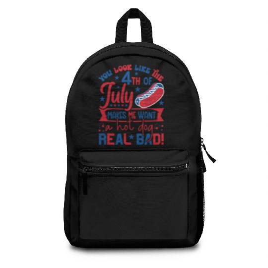 look like the 4th of july makes me want a hot dog Backpacks