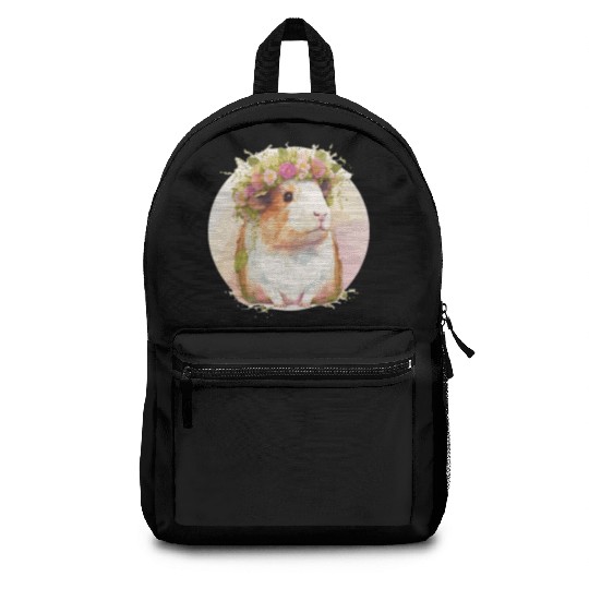 Cute Guinea Pig Flower Crown Floral Pet Rodent Lov Backpacks