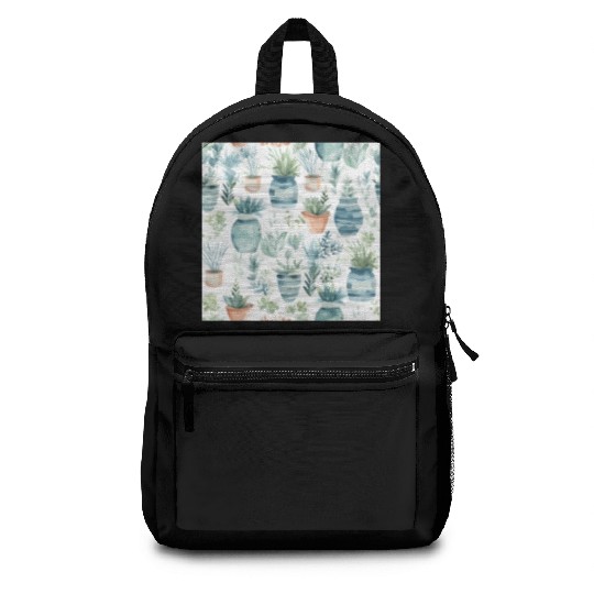 Watercolor Coastal Plants Backpacks