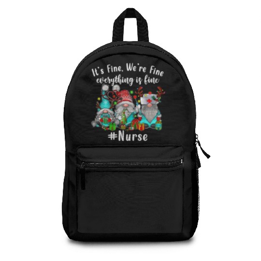 Gnome Its Fine Im Fine Everything Is Fine Xmas Backpacks