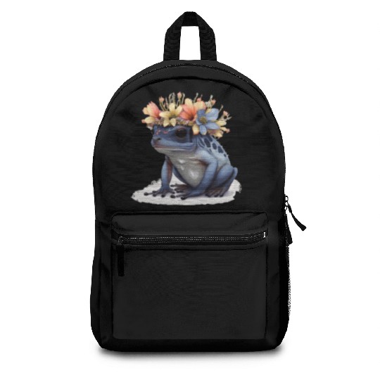 Cute Poison Dart Frog Flower Crown Amphibian Lover Backpacks