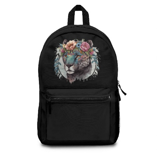 Cute Jaguar Flower Crown Africa Safari Animal Love Backpacks