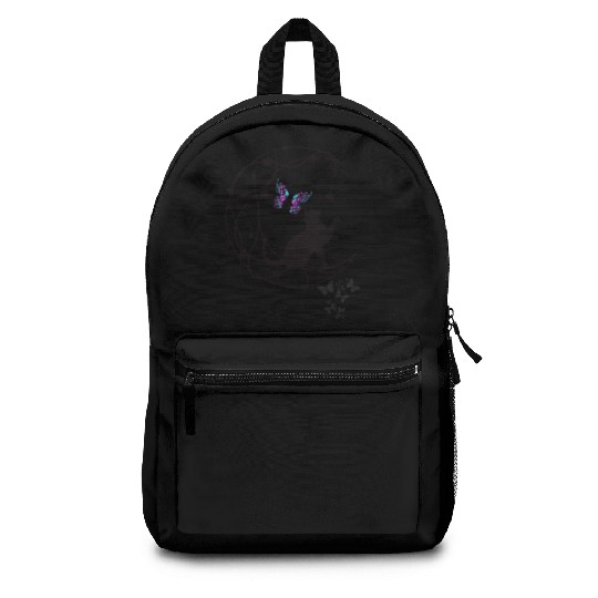 Decorative Black Cat Silhouette With Butterflies Backpacks