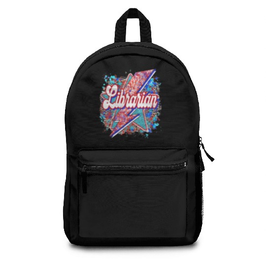 Leopard Lightning Bolt Librarian Teacher Book Backpacks
