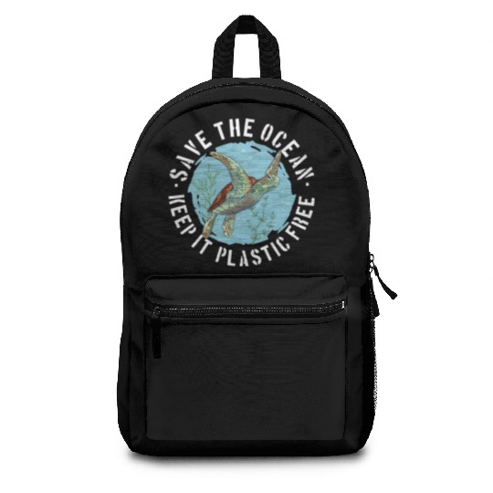 Save The Ocean Keep It Plastic Free Backpacks