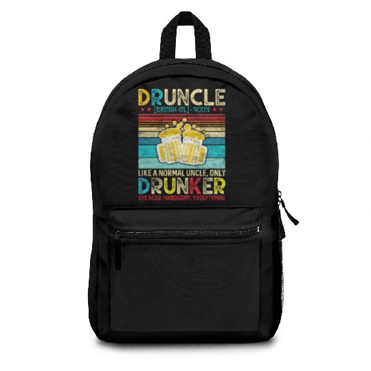 Druncle Defintion Beer Lover Uncle Retro Vintage Backpacks