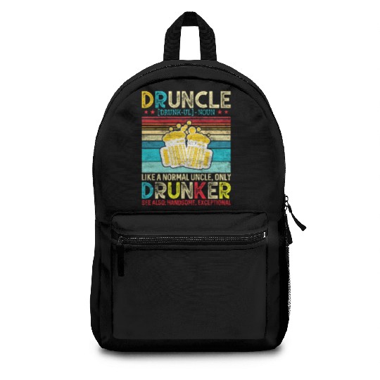 Druncle Defintion Beer Lover Uncle Retro Vintage Backpacks