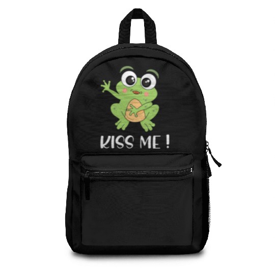Cartoon Kids Frog I Kiss Me Frog Motif 1 Backpacks
