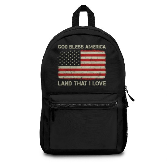 Old American Flag God Bless America Land That I Lo Backpacks
