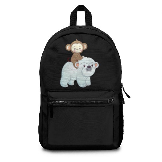 Monkey rides polar bear polar bear Backpacks