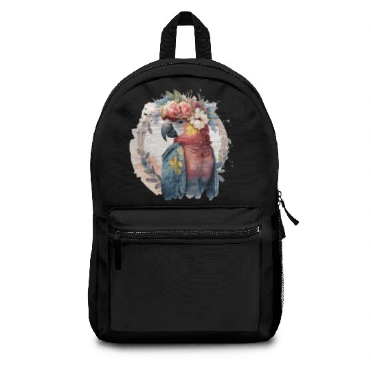 Watercolor Parrot Macaw Bird Flower Crown Pet Bird Backpacks