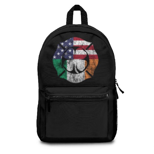 St Patricks Day Firefighter Irish American Flag Backpacks