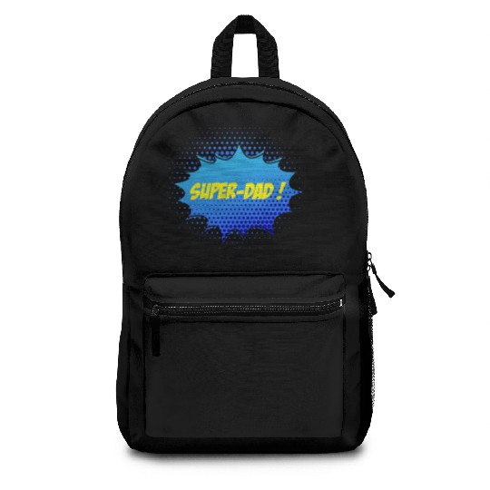 Super-dad, super-hero. Best dad. Father's day. Backpacks