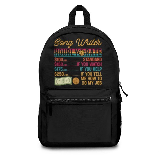 Funny Vintage Song Writer Hourly Rate Job Title Backpacks
