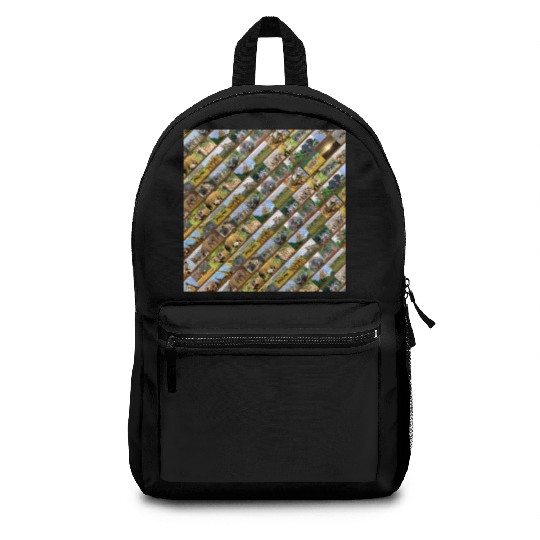 Wildlife Stripe Brown Collage Backpacks