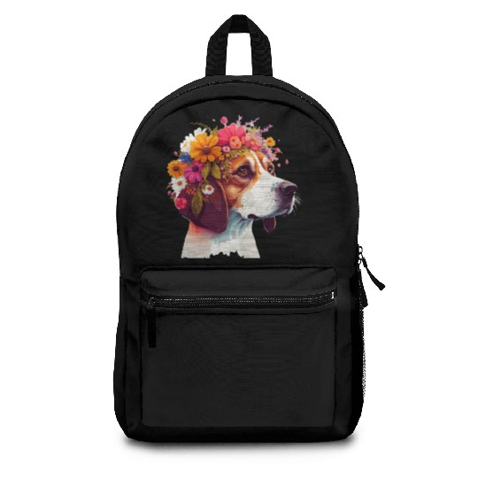 Cute Beagle Flower Crown Pet Dog Breed Floral Pupp Backpacks