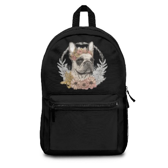 Cute French Bulldog Frenchie Flower Crown Pet Dog Backpacks