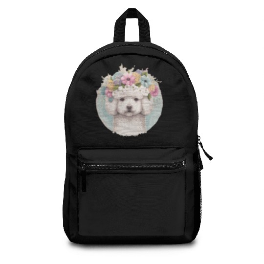 Cute Bichon Frise Flower Crown Pet Dog Floral Pupp Backpacks