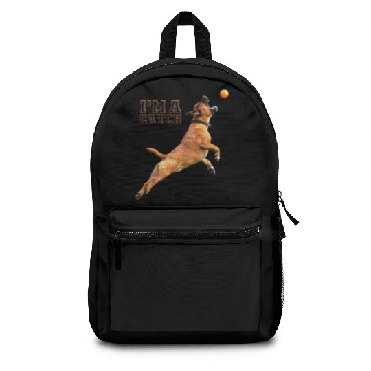 Big Dog Bull Mastiff Catching a Ball, I'm a Catch Backpacks