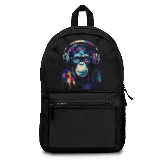 Banksy DJ Monkey with Headphones Backpacks