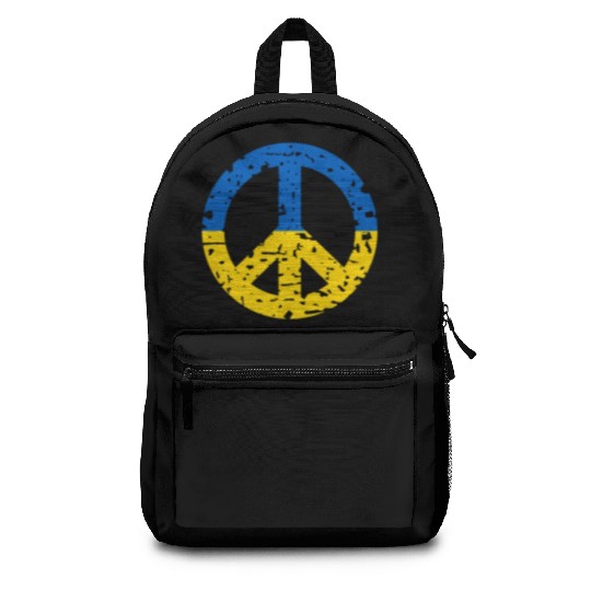 Ukraine Peace Sign Ukrainian Flag Colors Backpacks